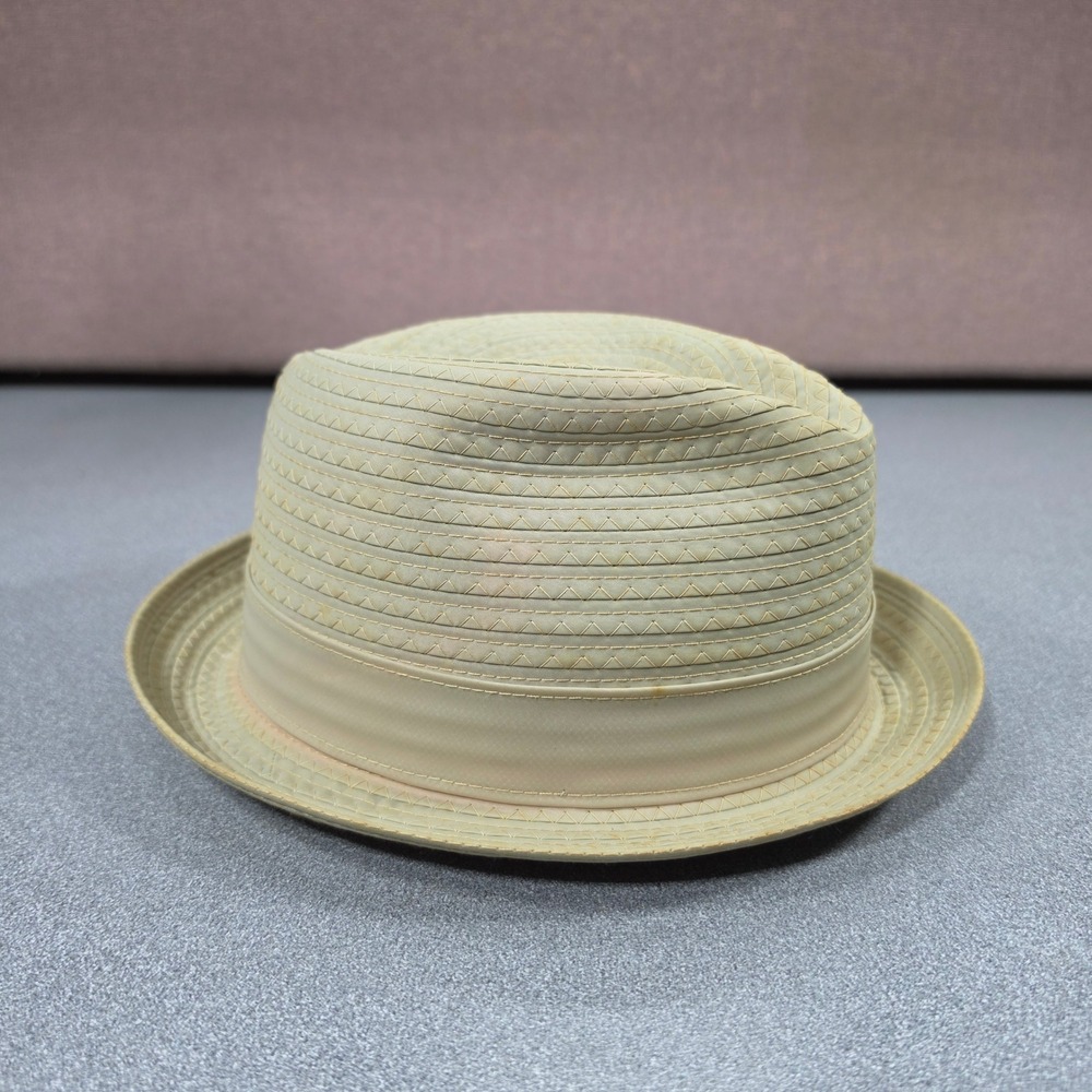 Stetson Pea Souper Fedora Hat Mens 7 1/8 Tan Excellent Vintage Stingy Brim Bow - Picture 3 of 8